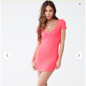 NEON PINK KNIT DRESS size M but fits like SMALL